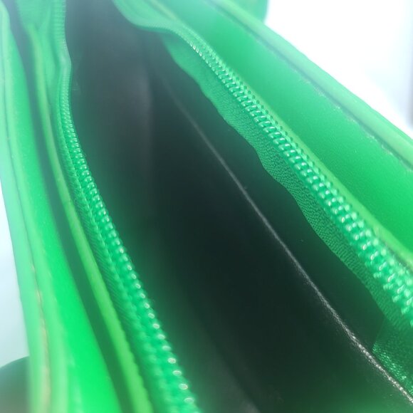 Kelly Green Leather Double Handle Handbag Purse with Crossbody strap small - Picture 10 of 10